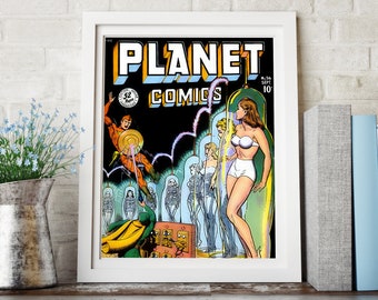 VINTAGE SCIENCE FICTION Poster Art Print: Planet Comics Poster, Sci-Fi Art Print