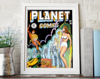 VINTAGE SCIENCE FICTION Poster Art Print: Planet Comics Poster, Sci-Fi Art Print