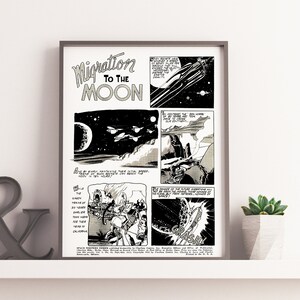 VINTAGE SCIFI POSTER Outer Space Scifi Art Print: Moon Space Travel Comics Comic Book Vintage Scifi Poster or Canvas Print