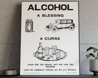 VINTAGE BAR DECOR, Bar Art Liquor Poster Prohibition Poster, Poster or Canvas Print Vintage Whiskey Poster