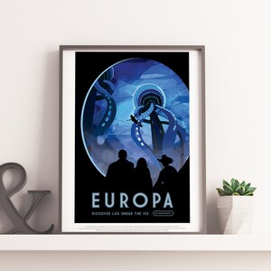 SPACE TRAVEL POSTER - Europa, Nasa Travel Print Space Exploration Poster, Futuristic Astronomy Vintage NasaOuter Space Scifi Travel Print