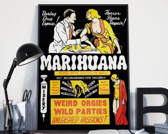 CARTEL VINTAGE DE MARIHUANA - Cartel de la prohibición de la marihuana