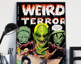 Vintage Horror Movie Poster - Weird Terror Art Print. Comic Book Art, Quality Reproduction