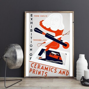 VINTAGE ART MUSEUM tentoonstellingsafdruk - keramiek en prenten kunstshowposter of canvasafdruk