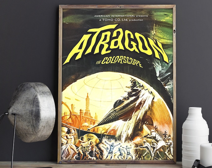 VINTAGE SCIFI MOVIE Poster or Canvas Print, Vintage Science Fiction Monster Movie Art Print, Vintage Movie