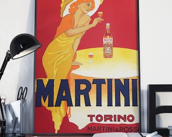 VINTAGE LIQUOR AD - Martini & Rossi. Retro Art Deco Print, Great Kitchen Decor!