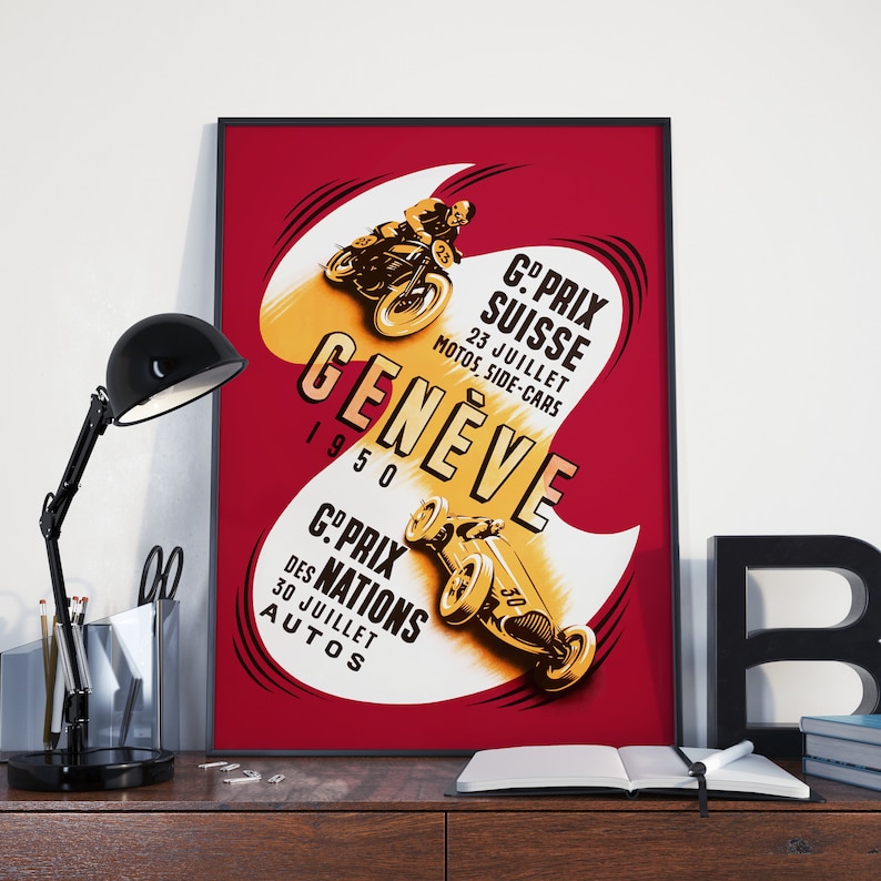 VINTAGE RACING POSTER Motorcycle Sidecar Racing Grand Prix MotoGP Rally Car Motorcycle Racing Streetbike Motorcycle Poster Canvas