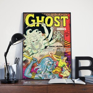 Vintage Monster Poster - Ghost Stories, Hex of the Ruby Eye Vintage Poster or Canvas Print, Vintage Horror / Slasher