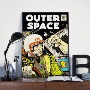 VINTAGE SCIFI Poster: Outer Space Vintage Science Fiction / Comic Book Poster or Canvas Print, Space / Comic Decor