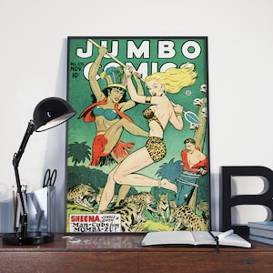 VINTAGE COMIC POSTER - Pin Up Art Print, Retro Illustration. Quality Reproduction of Poster from 1940&#39;s.