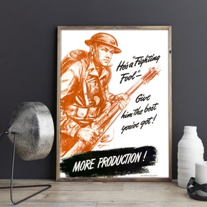 Vintage propagandaposter uit de Tweede Wereldoorlog, posterafdruk uit WO II of canvasafdruk