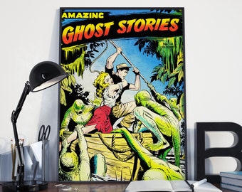 VINTAGE HORROR MOVIE Swamp Monsters Poster  - Ghost Stories Vintage Art Print, Poster or Canvas Print. Vintage Science Fiction / Horror