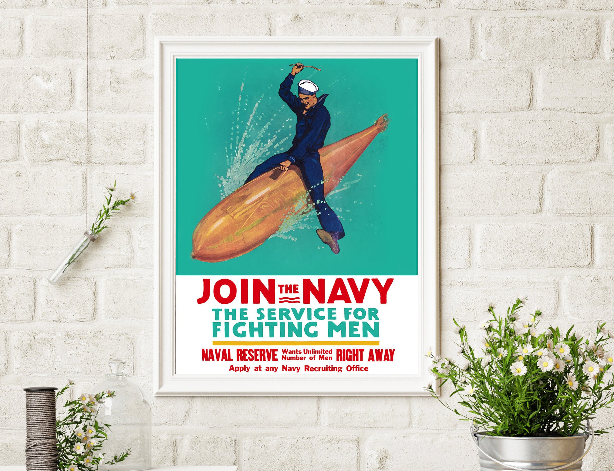 VINTAGE NAVY POSTER, World War 2 Navy Poster: WW2 Navy Propaganda