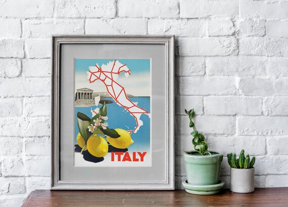 VINTAGE TRAVEL POSTER Italy Travel Print, Italian Travel Poster, Vintage Travel Italy Poster or Canvas Print
