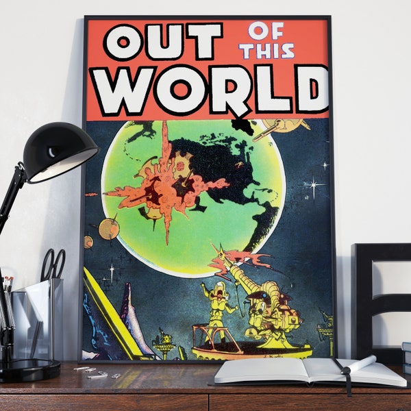 VINTAGE SCIENCE FICTION Poster - Out of This World Art Print. Comic Book Art Quality Reproduction