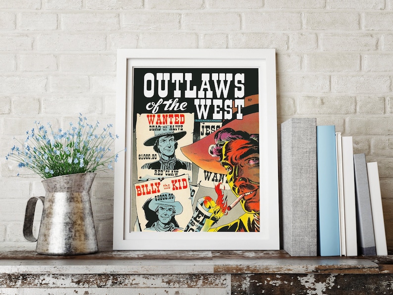 Vintage Western Poster - Outlaws of the West Wanted Poster, 18x24 ...