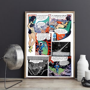 Poster/arte murale di fantascienza vintage. Stampa artistica del pannello del fumetto Captain Science. Poster/tela di fantascienza.