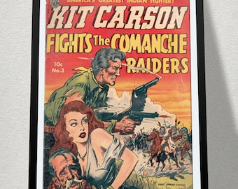Vintage Kit Carson serietidningaffisch – Western Americana konsttryck