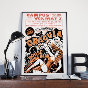 VINTAGE DRACULA PLAYBILL Poster - Theater Wall Art Dracula Playbill Poster or Canvas Print