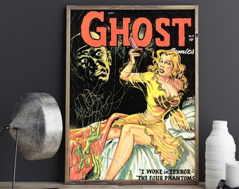 Vintage Horror Movie Poster - Ghost Stories, Vintage Monster Comic Book Poster or Canvas Print