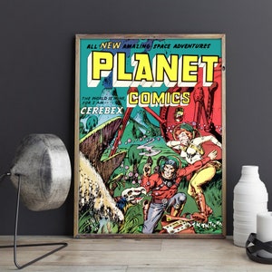 VINTAGE SCIENCE FICTION Planet Comics Sci-fi Print: Planet Comics Vintage Scifi Poster or Canvas Print