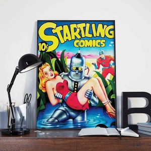 VINTAGE SCIFI POSTER - Futurama Bender Inspiration.  Futurama Poster Art Print, Vintage Wall Art / Decor - Quality Reproduction