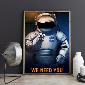 VINTAGE MARS POSTER - Space Travel Uncle Sam We Need You for Mars Poster Nasa Print Scifi Travel Poster, Space Exploration Poster