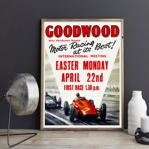 VINTAGE RACING POSTER - Auto Racing Vintage F1 Tour Euro Race Vintage Rally Car Racing Poster, Race Track, Race, Vintage Auto