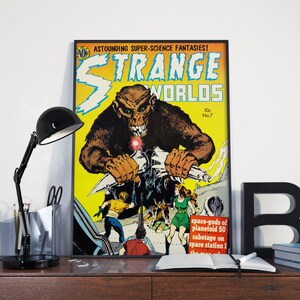 VINTAGE SCIFI POSTER, Monster Ape Vintage Science Fiction poster or canvas print - Vintage Comic Outerspace Adventure Poster