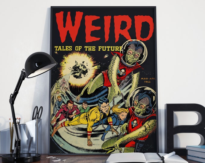 VINTAGE SCIENCE FICTION Outer Space Art Print: Weird Tales Vintage Scifi Poster or Canvas Print