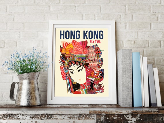 Vintage Hong Kong Travel Poster - 70's Hong Kong Asian Pop Art