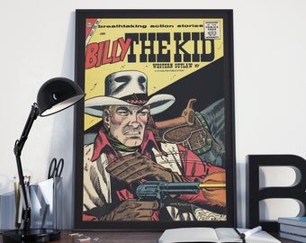 Poster vintage del fumetto western Billy The Kid - Arte del selvaggio West