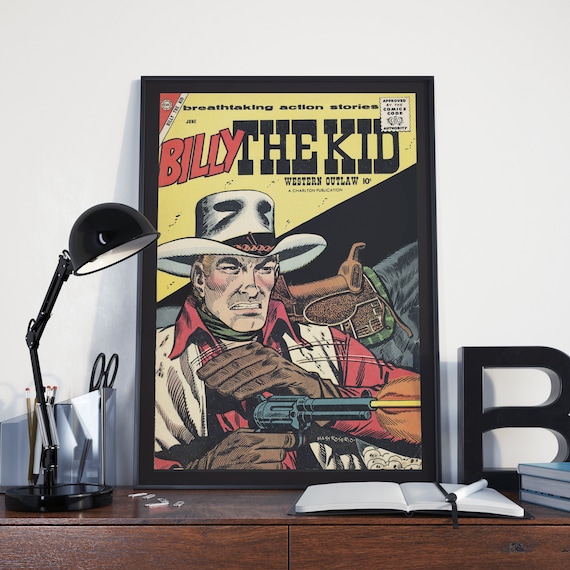 Billy The Kid Vintage Western Comic Poster - Wild West Art
