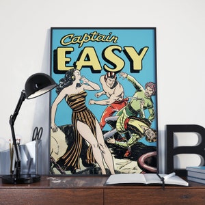 PÔSTER DE SUPER-HERÓIS VINTAGE - Capitão Fácil. História em quadrinhos de super-heróis vintage/retro - Super-heróis vintage, pôster 18x24