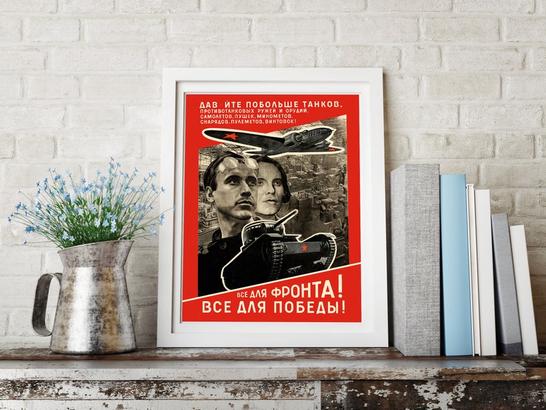 VINTAGE SOVIET PROPAGANDA Russia Soviet War Posters World War 2 Patriotic War Poster
