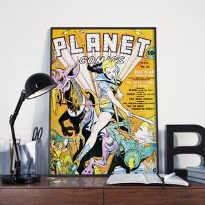 VINTAGE SCIENCE FICTION Art Print: Planet Comics Poster