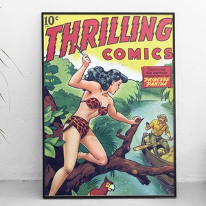 VINTAGE COMIC POSTER, Pin Up Girl Art Print - Quality Reproduction, Comic Book Art