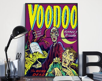 VOODOO CULT HORROR Art Print - Vintage Poster,  Quality Reproduction
