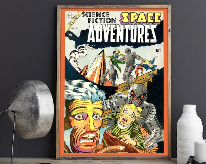 Vintage Space Poster -  Science Fiction Space Adventures Poster or Canvas Print