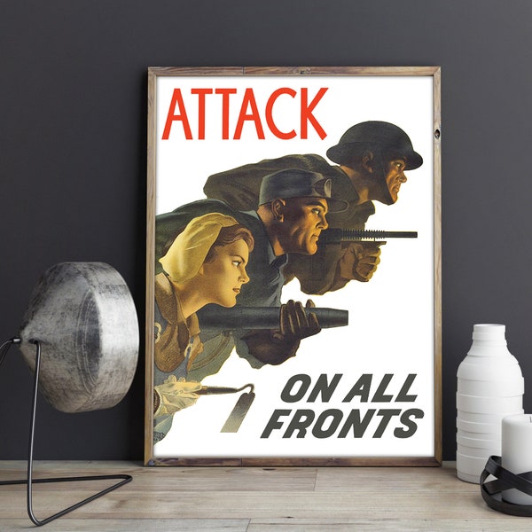 VINTAGE PROPAGANDA POSTER, World War 2 Recruitment Poster