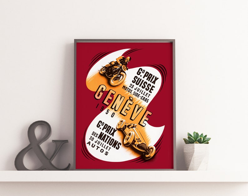 VINTAGE RACING POSTER Motorcycle Sidecar Racing Grand Prix MotoGP Rally Car Motorcycle Racing Streetbike Motorcycle Poster Canvas