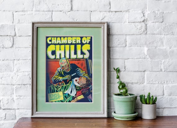 Vintage Horror Movie Poster Chamber Of Chills Barbershop Of Etsy