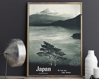 Vintage Japan Travel Poster - Mount Fuji  Japanese Travel Print, Mount Fuji Japan Poster or Canvas Print