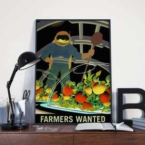 VINTAGE MARS POSTER - Vintage Recruitment Poster Farmers Wanted on Mars Astronaut Space Nasa Print Scifi Travel Poster, Space Poster