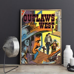 Vintage Western Poster - Outlaws of the West Vintage Wild West Poster, 18x24 Vintage Western Cowboy Poster or Canvas Print