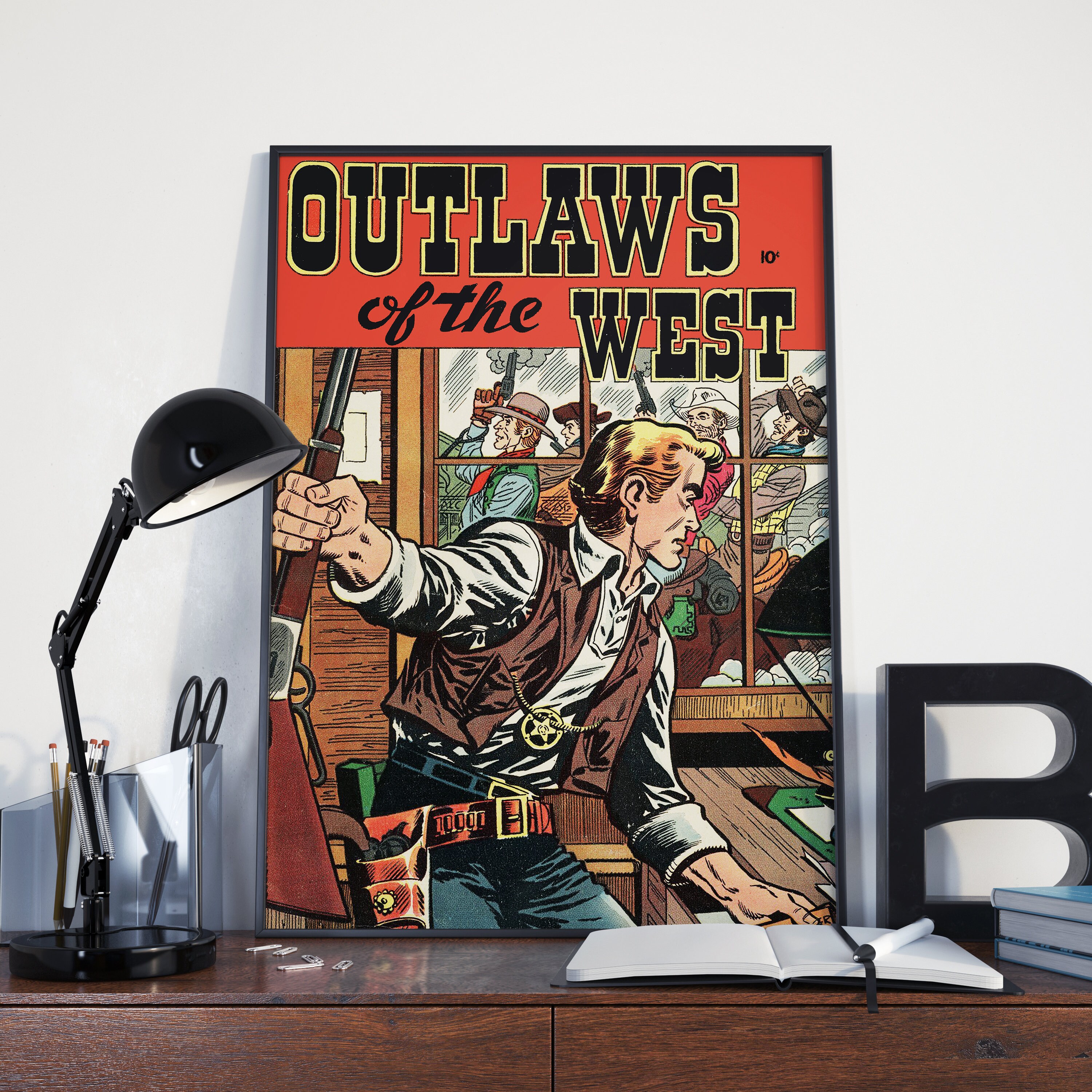 Vintage Western Poster - Outlaws of the West Cowboy Poster or Canvas ...
