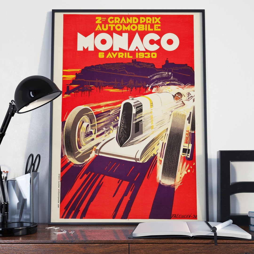 Cars Poaster VINTAGE CAR / RACING Poster : Vintage Monaco Race Poster or Canvas ...