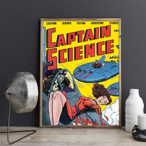 VINTAGE SCIENCE FICTION Poster or Canvas Print : Captain Science Vintage Wall Art