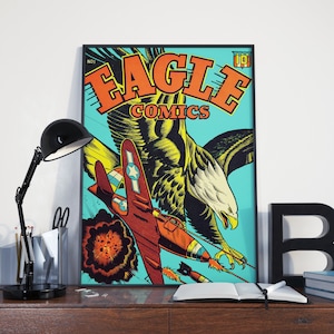 WW2 PATRIOTIC POSTER - Postkarte aus dem 2. Weltkrieg, Adler Comics, Poster oder Leinwanddruck