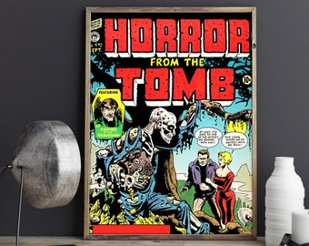 VINTAGE HORROR Horror from the Tomb Art Print - Vintage Poster, Skeletons Canvas or Poster Print
